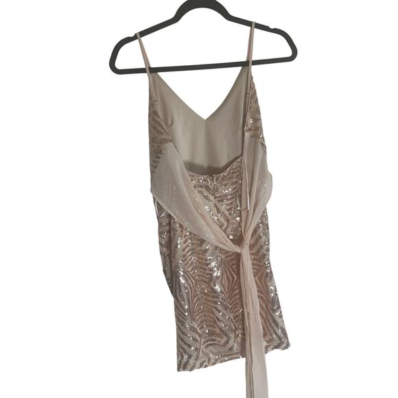 Lulus Women's M Champagne Sequin Asymmetrical Cami  Elegant Party Dress - Picture 6 of 14